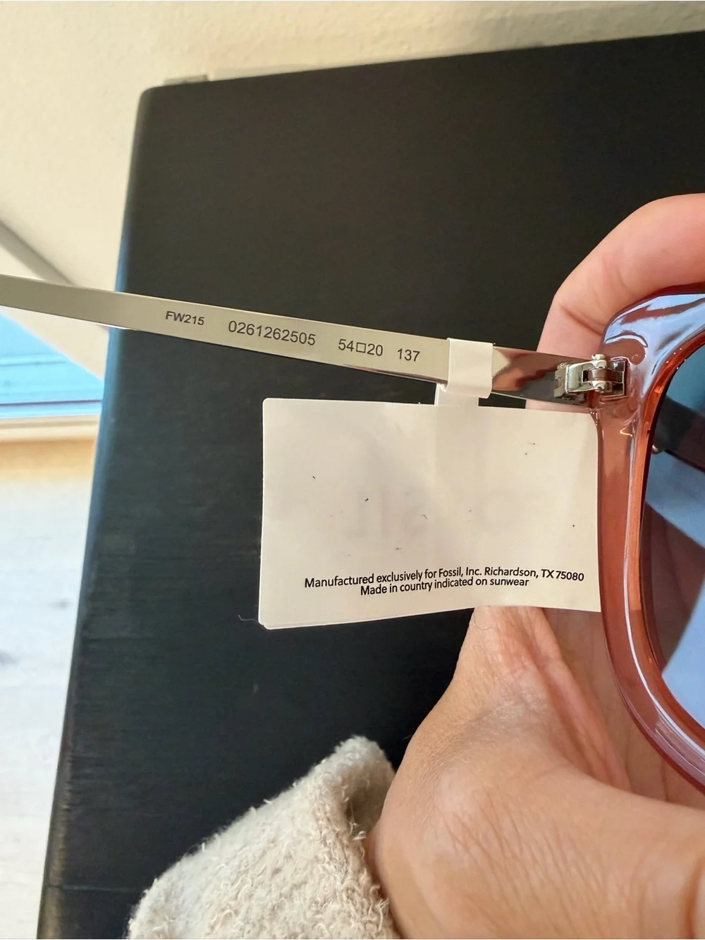 Fossil Women's Square Rectangle Sunglasses in Crystal Rose